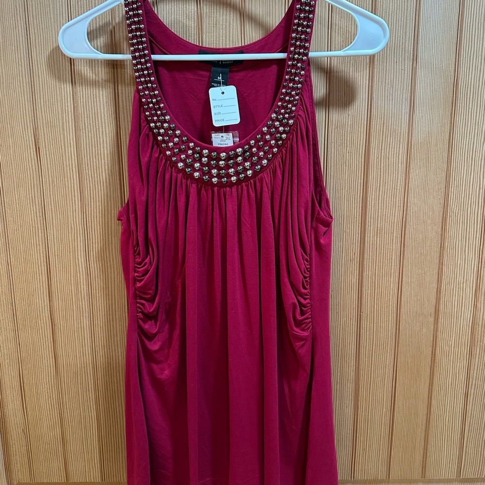 White House Black Market Embellished Burgundy Tank Top